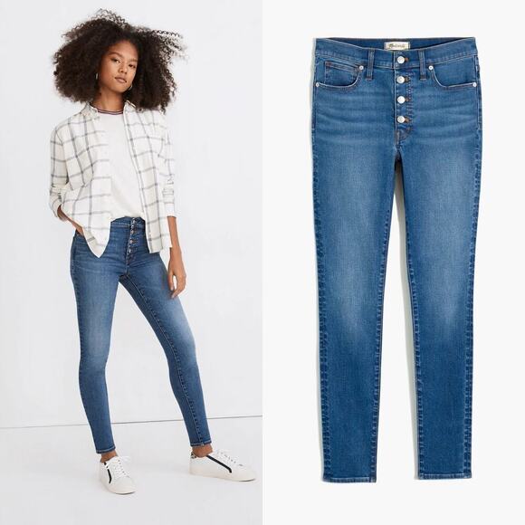 Madewell 9" High-Rise Skinny Jeans Medium Blue Wash Women's Size 26 Petite - Picture 1 of 8